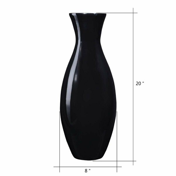 Villacera Handcrafted 20 in. Tall Black Bamboo Decorative Classic Floor Vase for Silk Plants VI567556